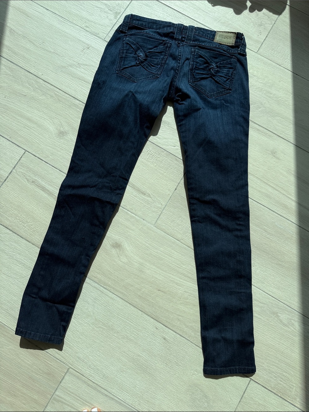 Frankie B. Dark Indigo Skinny Jeans with Bow-Stitched Back Pockets